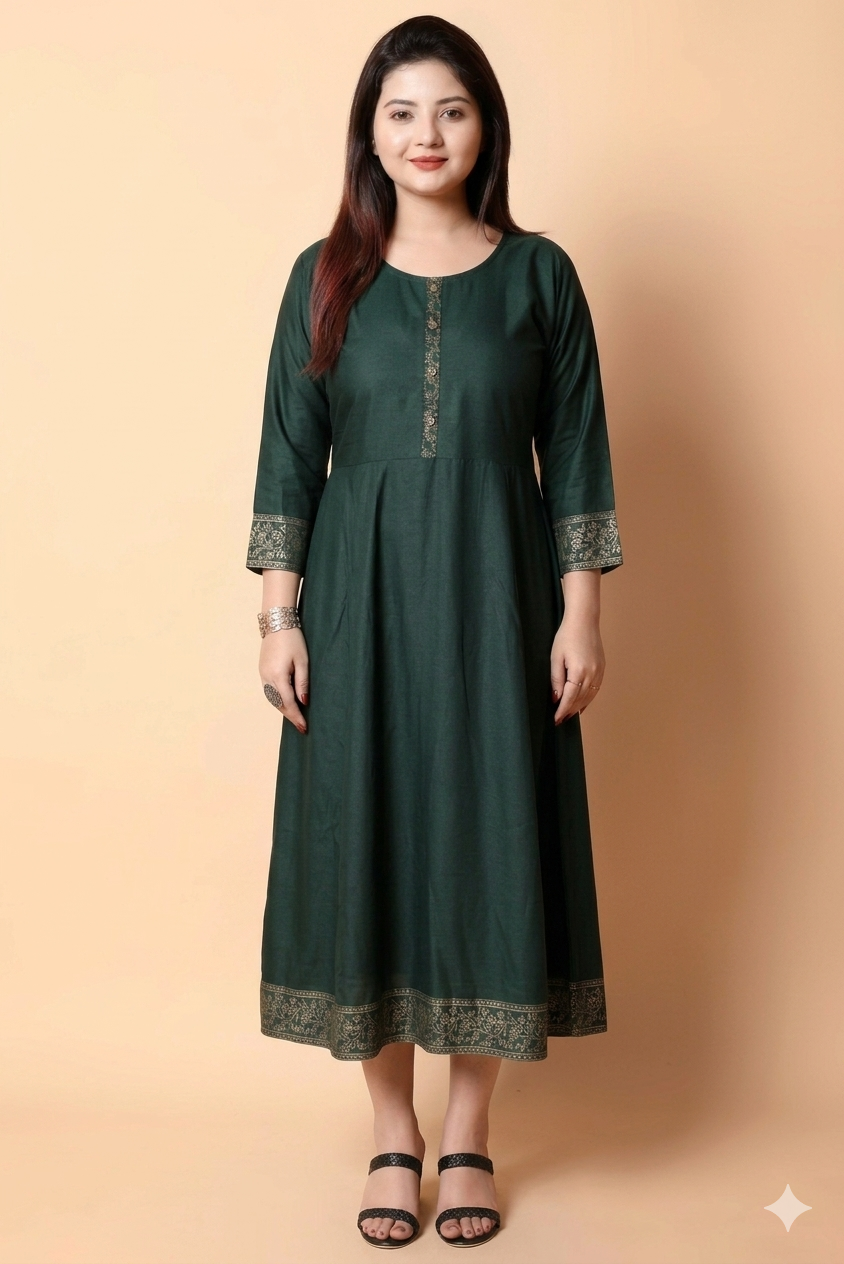 Trendy Green Viscose Rayon Printed Kurti for Women – Stylish & Comfortable for Every Occasion ✨