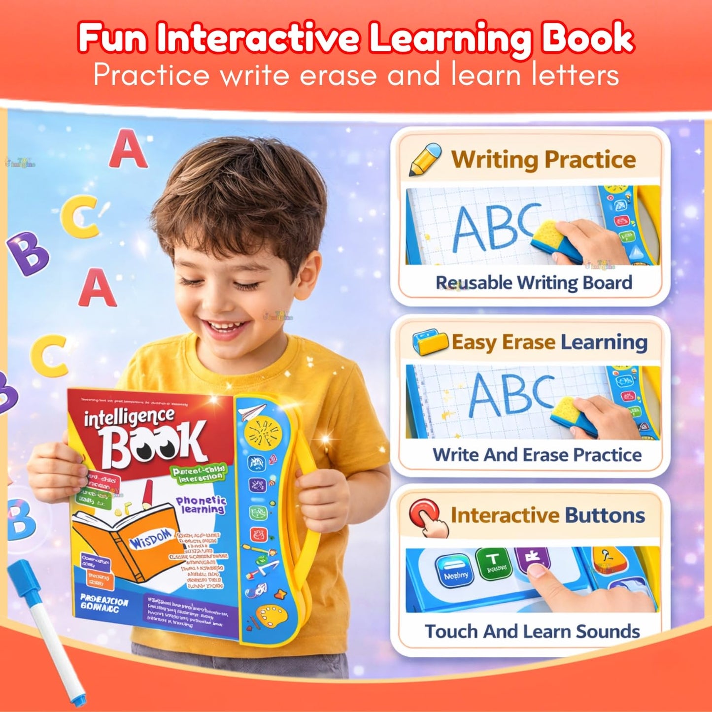 Smart Talking Intelligence Book for Kids (Phonetic Learning & Interactive Education Toy)