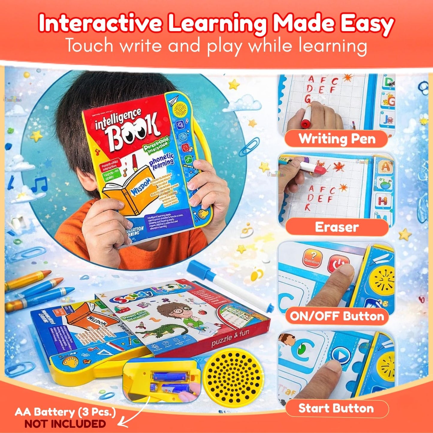 Smart Talking Intelligence Book for Kids (Phonetic Learning & Interactive Education Toy)
