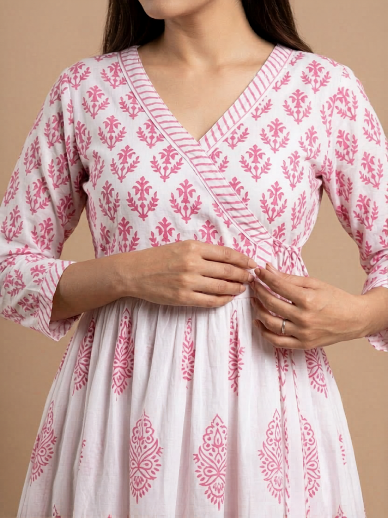 Elegant Pink Anarkali Kurti with Matching Dupatta