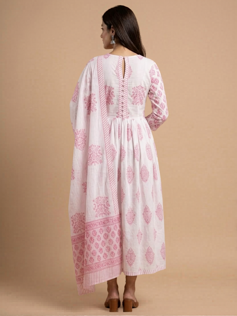 Elegant Pink Anarkali Kurti with Matching Dupatta